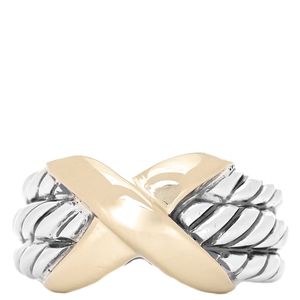 * Price Firm* David Yurman  Sterling Silver 14K Yellow Gold X Triple Row